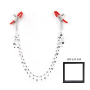 High-end sm props sex breast clip butterfly diamond chain breast clip sm sex toys alternative adult sex toys - Silver White Diamond Chain Breast Clip