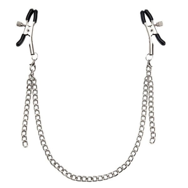 sm props female slave training sexual torture instruments long chain breast clips double peaks breast abuse clips adult products sex toys - Silver long clip