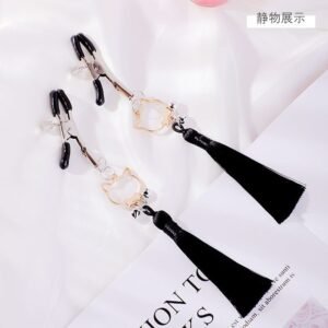 sm props masturbation toy stimulating breast clip couple sex foreplay clitoris clip pussy bell breast clip - Black cat tassel breast clip