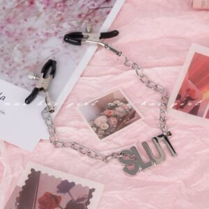 Sex toys sm props female masturbation chain breast clips vaginal clips letter style sexy clitoris clips adult sex toys - Slut