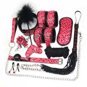 sm binding set sex toys PU handcuffs binding bondage ten-piece set couple flirting alternative adult toys - 　 Diamond Pattern