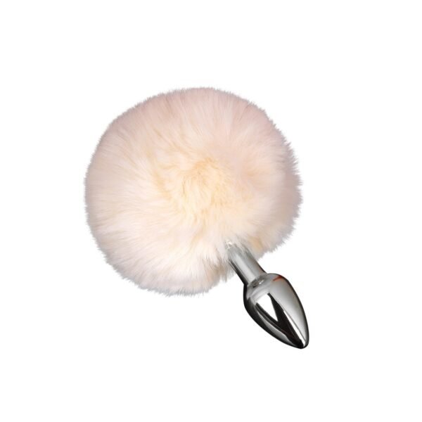 Sex toys props plush tails backyard anal plugs female appliances flirting and teasing anal expander adult products - Silver anal plug with white tail