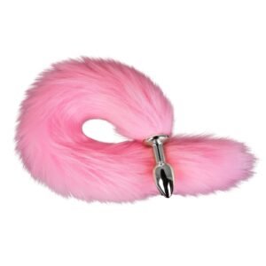 Sex toys props fox tail anal plug for women flirting and teasing backyard anal expander adult products - Pink tail silver anal plug