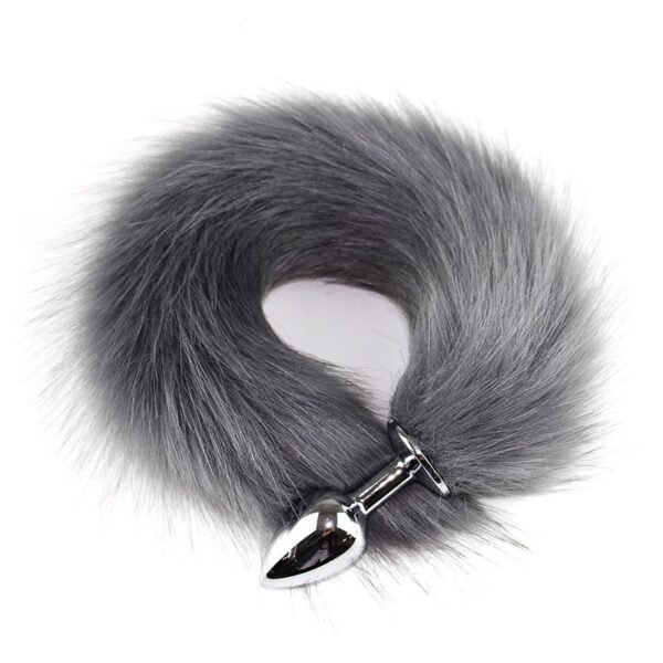 Sexy sm props small metal anal plug solid color fox tail anal plug backyard development training adult products - Grey