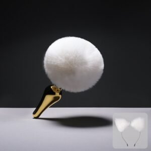 Sex toys SM props backyard metal anal plug white fox tail anal plug alternative adult products - Hairball anal plug + headband