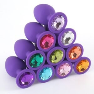 Large, medium and small colored diamond silicone anal plug female m masturbation sex toy male zero backyard development anal plug alternative adult products - Purple (diameter 40mm) Diamond color random