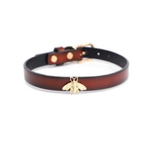 High-end sm props female slave traction neck collar retro genuine leather collar little bee sexy choker adult products - Dark red collar