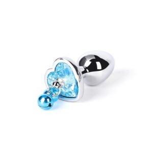 Backyard development sm props heart-shaped diamond-encrusted metal anal plug sm training sexy bell anal plug alternative adult products - Love Blue Diamond Bell Anal Plug
