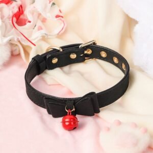sm props sweet girl versatile bow bell sexy collar teasing flirting alternative chocker adult products - Black