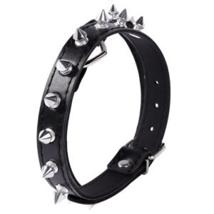 SM sex props punk style black rivet collar PU neck collar female slave training alternative adult products - Deduction