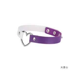 Hot sale sm props female slave traction collar sm training two-color love fun collar alternative adult products - White and purple big love collar