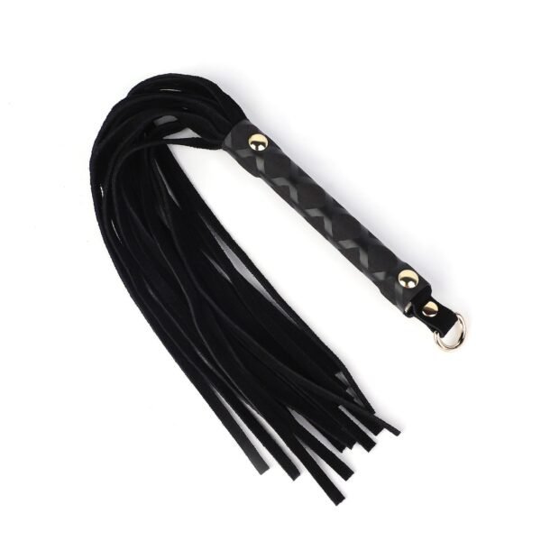 Sex toys sm props mini genuine leather whip microfiber tassel sex whip alternative adult sex toys - Black