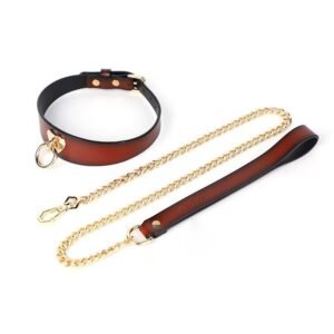 Sex toys sm props genuine leather love set training handcuffs handcuffs collar adult toys - Orange collar