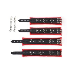 Standing binding bondage sm props detachable telescopic one-word steel pipe sponge sexy handcuffs foot cuffs adult products - Black and red sponge handcuffs