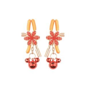 sm props long chain diamond-encrusted sexy breast clip sm punishment training sexy bell breast clip alternative adult products - Red bell model