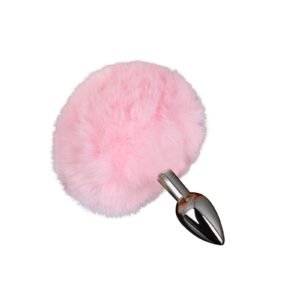 Sex toys props plush tails backyard anal plugs female appliances flirting and teasing anal expander adult products - Pink tail silver anal plug