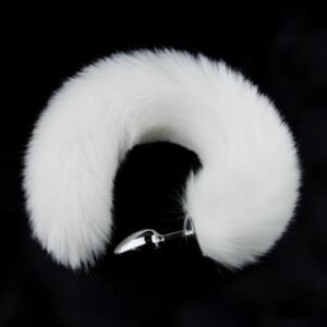 Sexy sm props small metal anal plug solid color fox tail anal plug backyard development training adult products - White