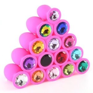 Large, medium and small colored diamond silicone anal plug female m masturbation sex toy male zero backyard development anal plug alternative adult products - Rose red (diameter 40mm) diamond color is random