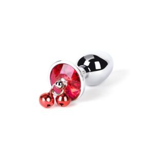Backyard development sm props heart-shaped diamond-encrusted metal anal plug sm training sexy bell anal plug alternative adult products - Round Red Diamond Bell Anal Plug