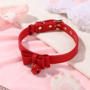 sm props sweet girl versatile bow bell sexy collar teasing flirting alternative chocker adult products - Red