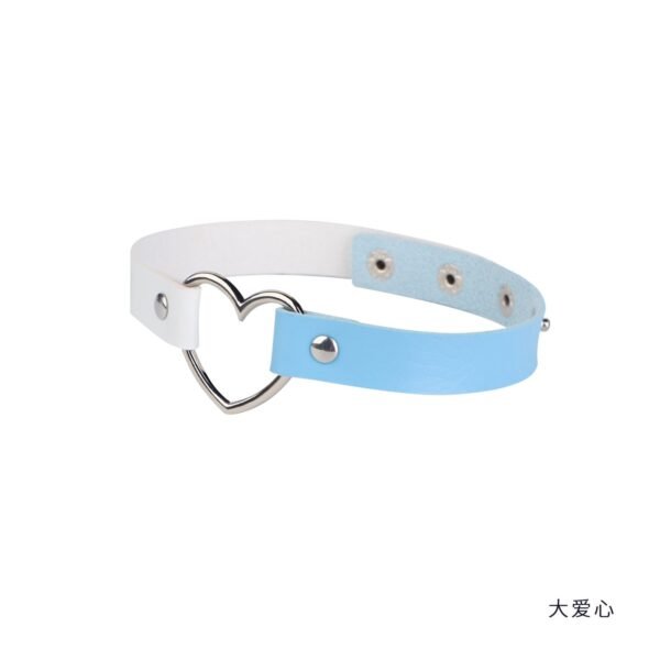 Hot sale sm props female slave traction collar sm training two-color love fun collar alternative adult products - Big blue and white love collar