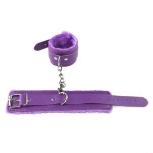 Hot sale sm props lychee pattern sexy handcuffs sm training bondage plush handcuffs alternative adult products - Purple plush handcuffs