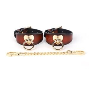 Sex toys sm props genuine leather love set training handcuffs handcuffs collar adult toys - Orange handcuffs