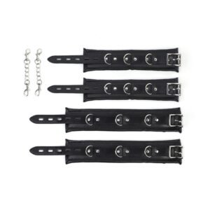 Standing binding bondage sm props detachable telescopic one-word steel pipe sponge sexy handcuffs foot cuffs adult products - Black sponge handcuffs