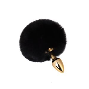 Sex toys props plush tails backyard anal plugs female appliances flirting and teasing anal expander adult products - Black tail gold anal plug