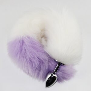 Color-blocked fox tail anal plug for women's backyard development sexy anal plug sm props metal anal plug adult products - White + Purple