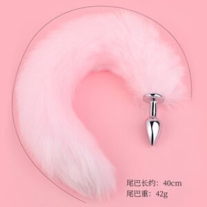 Sexy sm props small metal anal plug solid color fox tail anal plug backyard development training adult products - Pink