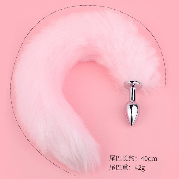 Sexy sm props small metal anal plug solid color fox tail anal plug backyard development training adult products - Pink