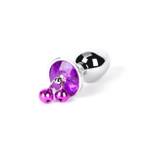 Backyard development sm props heart-shaped diamond-encrusted metal anal plug sm training sexy bell anal plug alternative adult products - Round Purple Diamond Bell Anal Plug