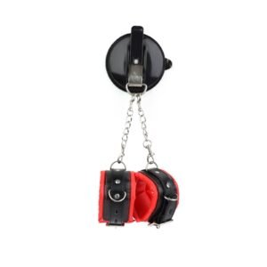Bathroom sm suction cup handcuffs wall forced binding bondage handcuffs female punishment props couple sex toys - Suction cup + black and red sponge handcuffs [super comfortable]