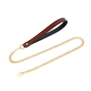 High-end sm props retro genuine leather traction collar flower bell sexy collar alternative choker adult products - Dark red traction chain