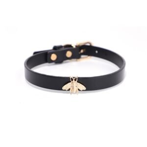 High-end sm props female slave traction neck collar retro genuine leather collar little bee sexy choker adult products - Black collar
