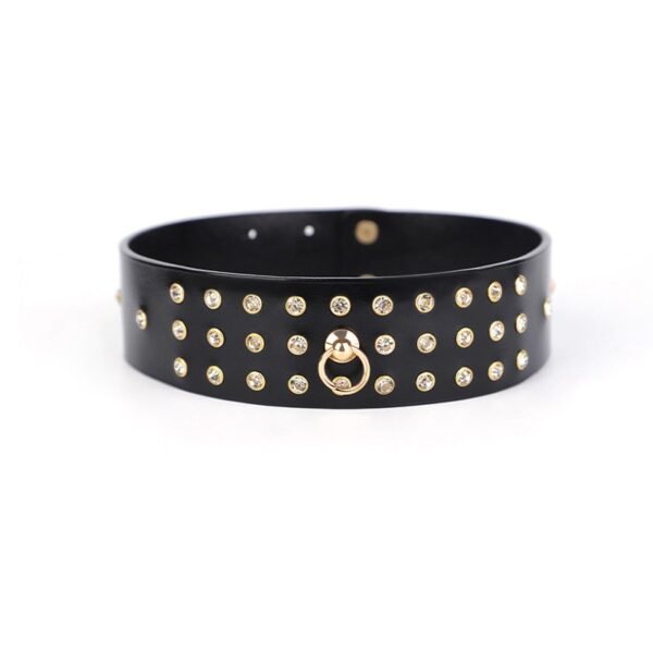 High-end sm props full diamond genuine leather sexy collar female slave training traction neck collar alternative choker adult products - Black collar