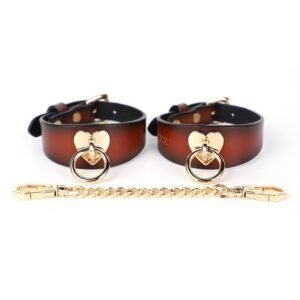 Sex toys sm props genuine leather love set training handcuffs handcuffs collar adult toys - Orange ankle cuffs