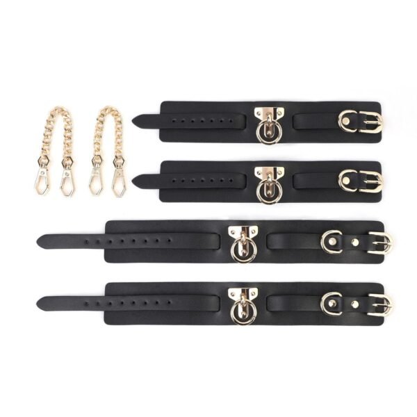 Standing binding bondage sm props detachable telescopic one-word steel pipe sponge sexy handcuffs foot cuffs adult products - T-style genuine leather black handcuffs
