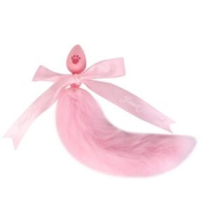 SM sex toys fox tail anal plug cat claw silicone anal plug pink hair ball anal plug alternative adult products - Short tail with pink bow