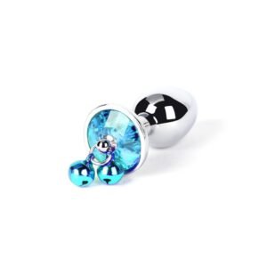 Backyard development sm props heart-shaped diamond-encrusted metal anal plug sm training sexy bell anal plug alternative adult products - Round Blue Diamond Bell Anal Plug