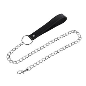 High-end sm props black sexy traction collar pu leather love hanging ring sexy collar alternative adult products - 60cm traction chain