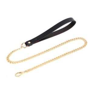 High-end sm props gold chain genuine leather collar sm training choker female slave traction neck collar adult products - Black tow chain