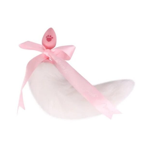 SM sex toys fox tail anal plug cat claw silicone anal plug pink hair ball anal plug alternative adult products - Short tail with white bow