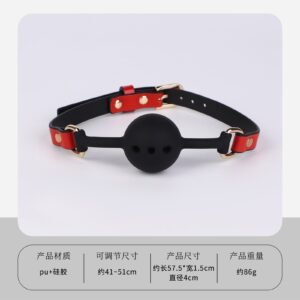 Sex toys props mouth balls for women to wear silicone cat whiskers mouth plugs for couples to flirt interactive adult products to play with - Red PU plug