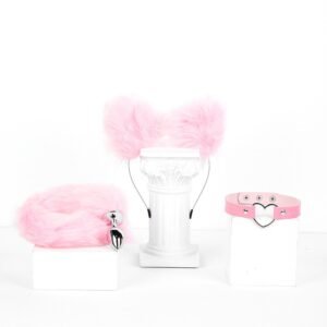 Sex toys sm props fox girl sex set fox headband tail anal plug cat collar three-piece set - Pink Tail Three Piece Set