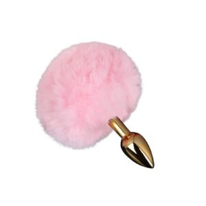 Sex toys props plush tails backyard anal plugs female appliances flirting and teasing anal expander adult products - Pink tail gold anal plug