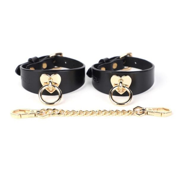 Sex toys sm props genuine leather love set training handcuffs handcuffs collar adult toys - Black leg cuffs