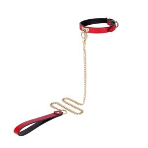 High-end sm props set four-piece set of genuine leather traction collar binding restraint handcuffs sexy leather racket adult products - T Money Circle-Red
