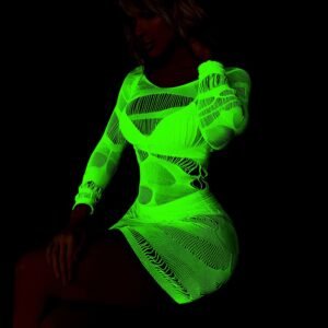 Luminous fishnet pants stockings bottoming socks new material European and American sexy underwear green blue luminous one-piece clothes 9 - Luminous 379